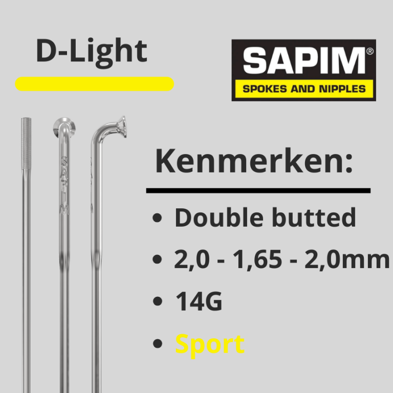 Sapim spaken14G D-Light D.Butted zilver