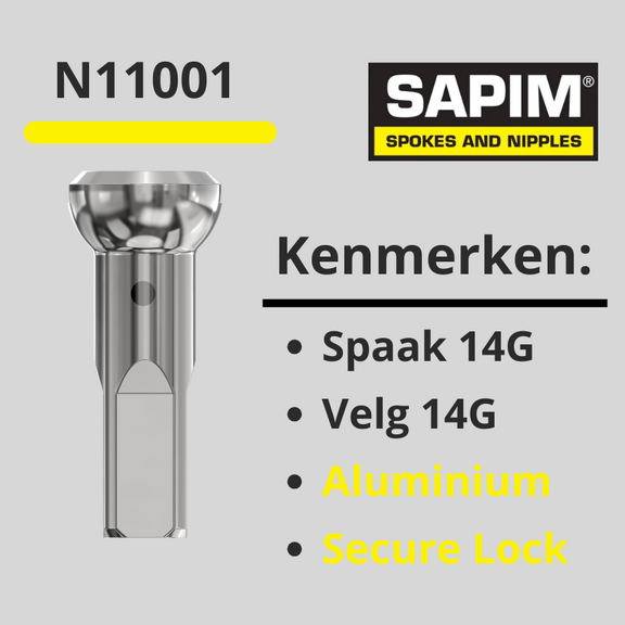 nippel spaak 14G zilver Secure Lock Alu 