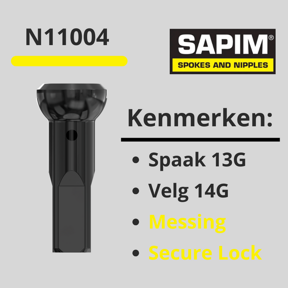 nippel spaak 13G velg 14G zwart Secure Lock 