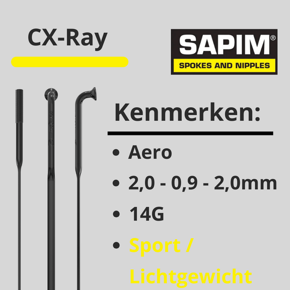 Sapim spaken CX-RAY zwart J-Bend 