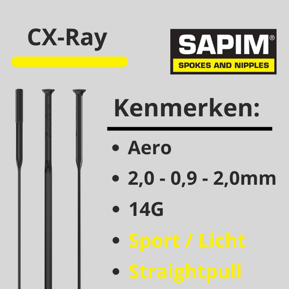 Sapim spaken CX-RAY zwart Straight Pull (oa. ZIP) 