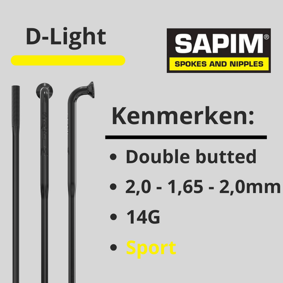Sapim spaken 14G D-light Butted zwart 