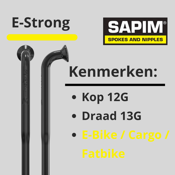 Spaken E-Strong 12G met draad 13G RVS zwart 