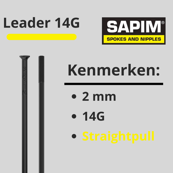 Spaken 14G zwart StraightPull rechte kop 