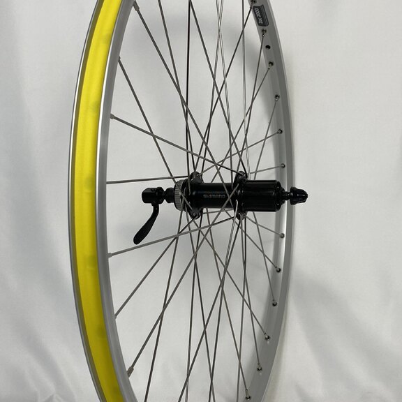 Achterwiel / 559X19C / Rigida - Ryde / ZAC 2000 / Zilver / Shimano / FH-TX505 Tourney / HG Body 35 MM / 135 MM / Velgrem of Disc (Centerlock) / MTB - Tour 