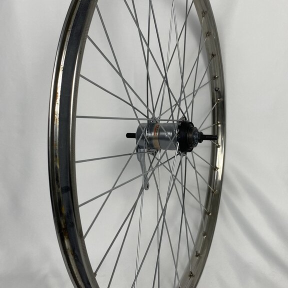 GEBRUIKT Achterwiel / 622X22C / Van Schothorst / ST32 RVS / Zilver / Shimano / Nexus Inter 3 SG-3C41 / 3S / 120 MM / Terugtraprem / Vintage 