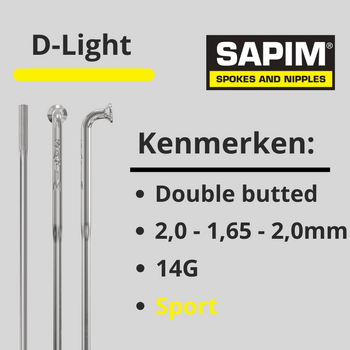 Sapim spaken14G D-Light D.Butted zilver